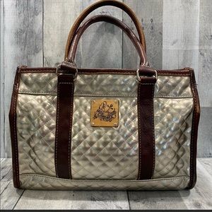 CONSUELA Silver Metallic Patent Quilted Bag